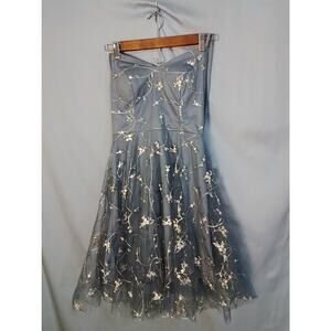 Mgiacy blue mini dress, with lace floral overlay